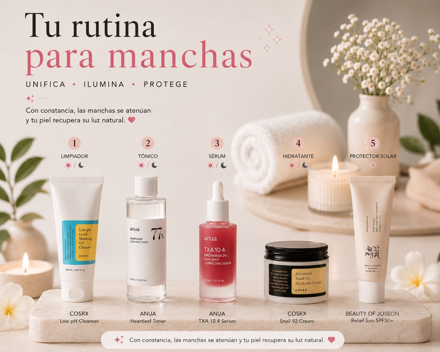 Rutina coreana para manchas / Tono uniforme