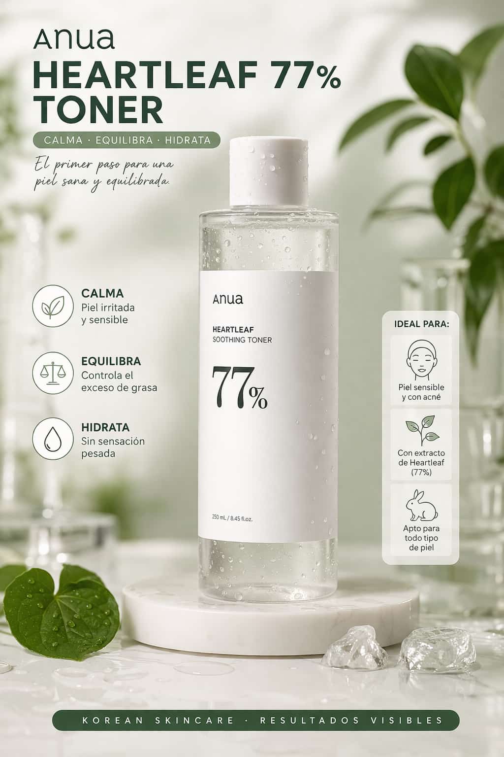 Tonico Calmante  Anua 77% - piel sensible y equilibrada